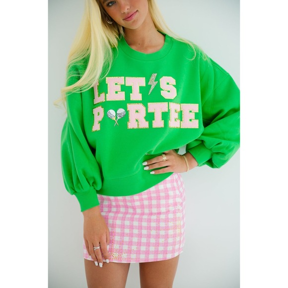 Judith March Tops - Judith March Sweatshirt Medium Green Pink Lets Partee Golf Balls Balloon Sleeves